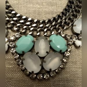Premier Design Silver Toned Multi Colored Costume Bib  Necklace